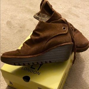 Fly London booties Carmel brown